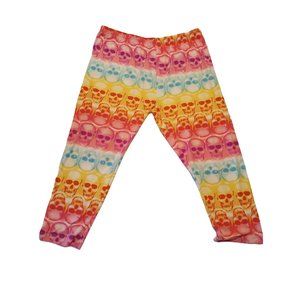 RAINBOW Tye Dye Skull Design Capri Leggings XXL